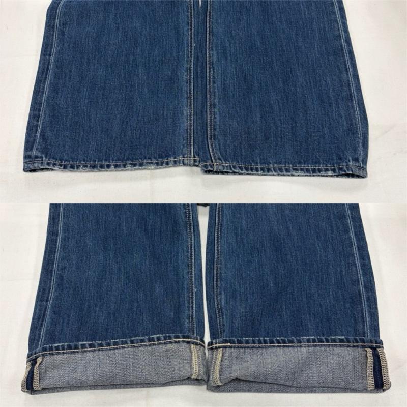 ジェイダ GYDA パンツ デニム、ジーンズ SIDE RIPPED ストレート ワイド デニム パンツ サイド リップドペグトップ 072422408201 M ダメージ加工 インディゴ / インディゴ / Indigo レディース USED 古着 中古 50160956