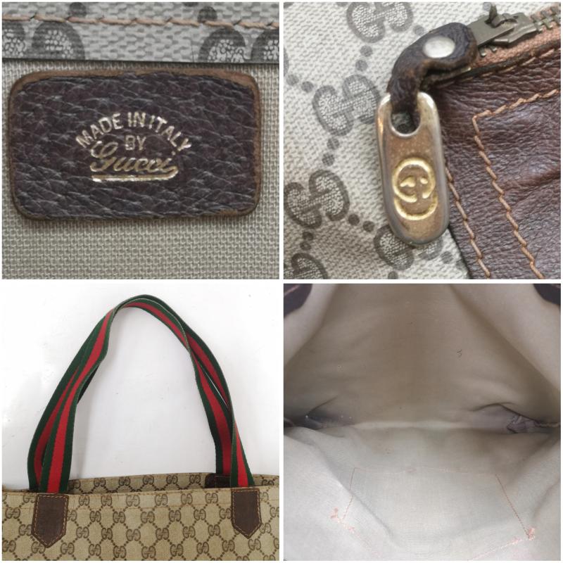 グッチ GUCCI トートバッグ トートバッグ OLD GGスプリーム シェリーライン レザー コーティング キャンバス トートバッグ - 茶 / ブラウン / brown X ベージュ / ベージュ / beige レディース USED 古着 中古 50160995