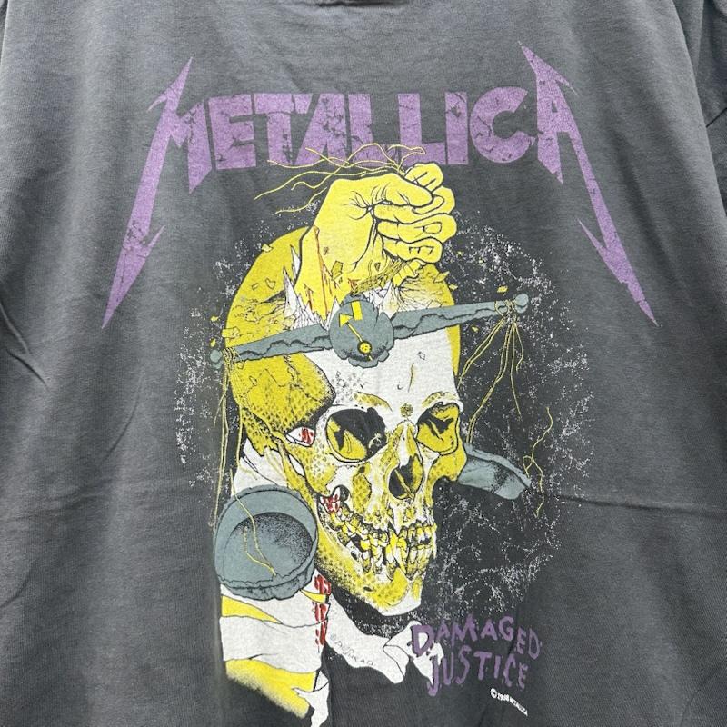 古着 USED Tシャツ 半袖 80s USA製 METALLICA Damaged Justice バンド プリント Tシャツ スカル バンT XL 黒 / ブラック / black X ダークグレー / ダークグレー / メンズ USED 古着 中古 50161393