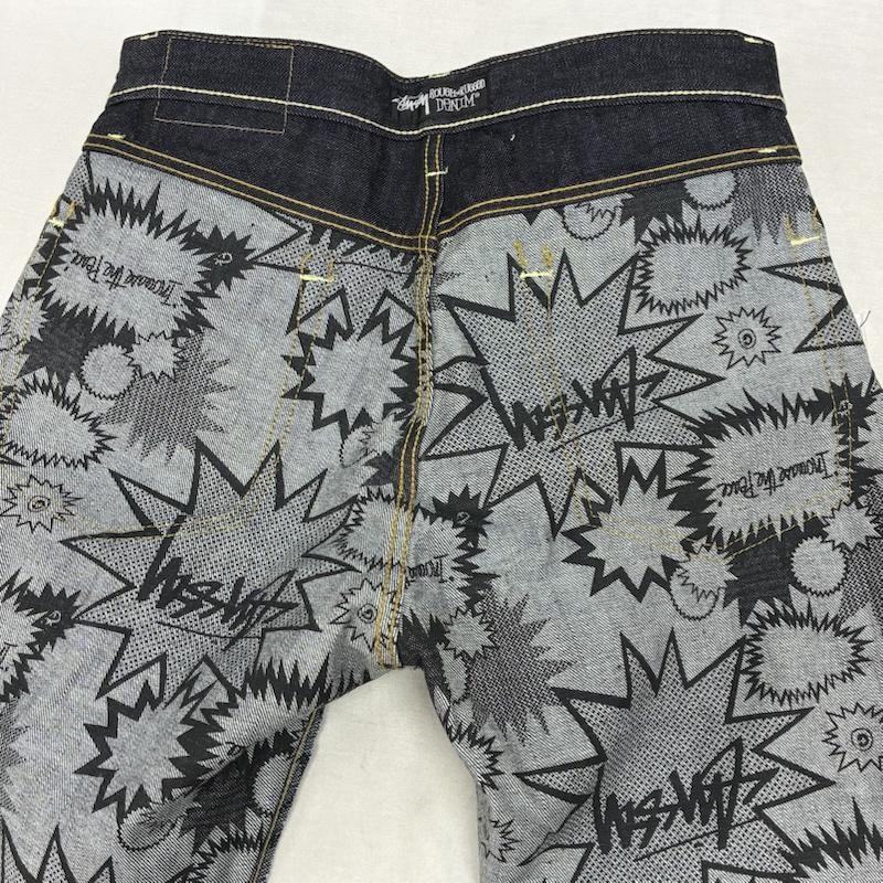 ステューシー STUSSY パンツ デニム、ジーンズ ROUGH AND RUGGED DENIM 裏総柄 切替 デニムパンツ 30インチ メンズ USED 古着 中古 50161425