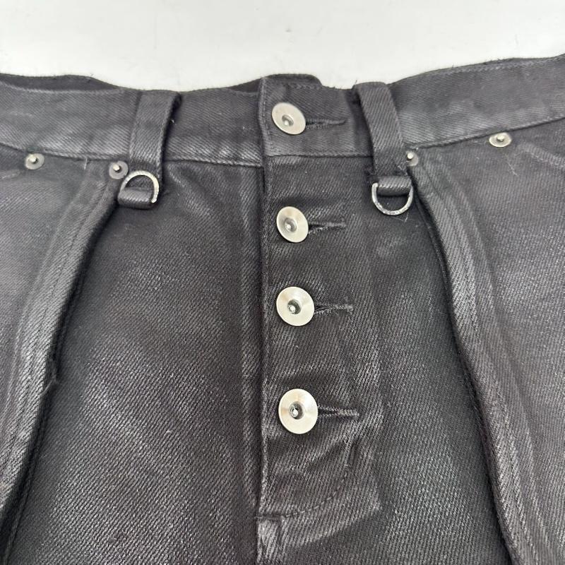 古着 USED パンツ デニム、ジーンズ NO MASS PROD ワックス 加工 ボタンフライ フレア デニム パンツ L 黒 / ブラック / black メンズ USED 古着 中古 50161603