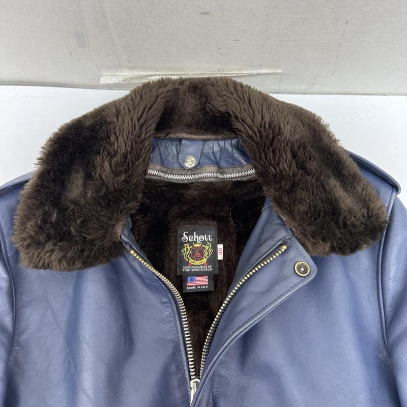 ショット schott ジャケット、上着 レザージャケット USA製 G-1 ボア ライナー フライト レザー ジャケット 674 US 40 紺 / ネイビー / navy メンズ USED 古着 中古 50161606