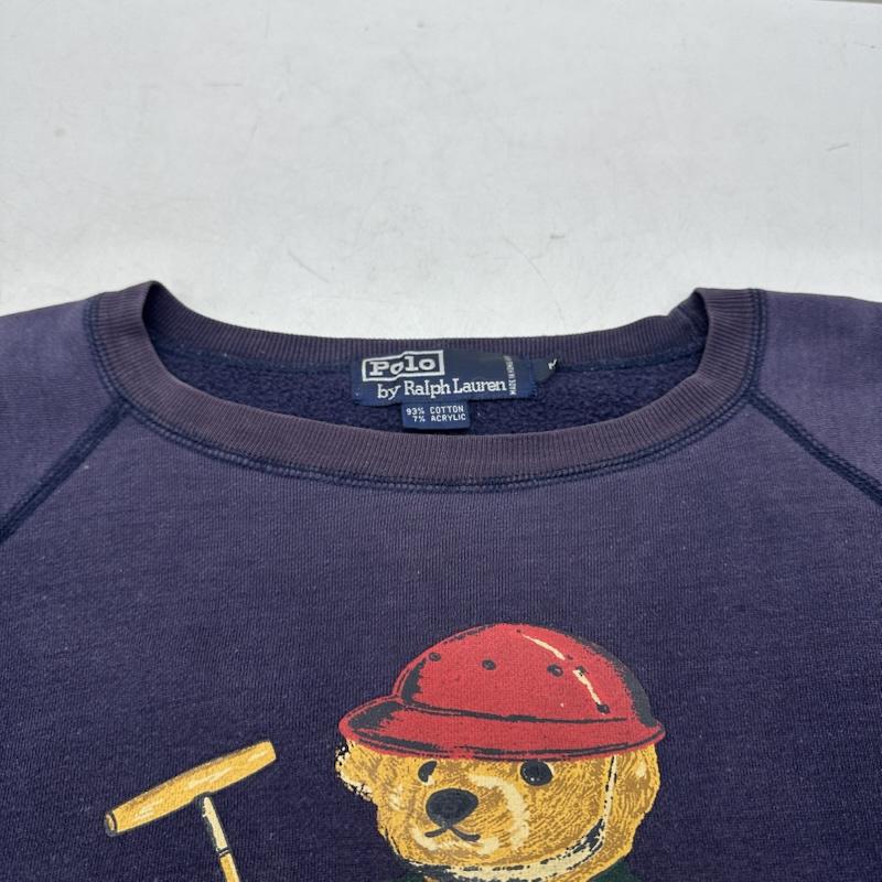 ポロラルフローレン POLO RALPH LAUREN トレーナー 長袖 90s POLO BEAR ポロベア プリント スウェット M 紺 / ネイビー / navy メンズ USED 古着 中古 50161609