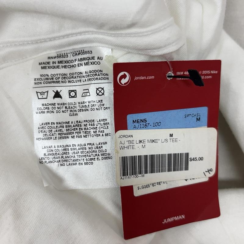ジョーダン JORDAN Tシャツ 長袖 AJ1167-100 Gatorade ゲータレード JORDAN スリーブ プリント 長袖 Tシャツ ロンT M 白 / ホワイト / white メンズ USED 古着 中古 50161806