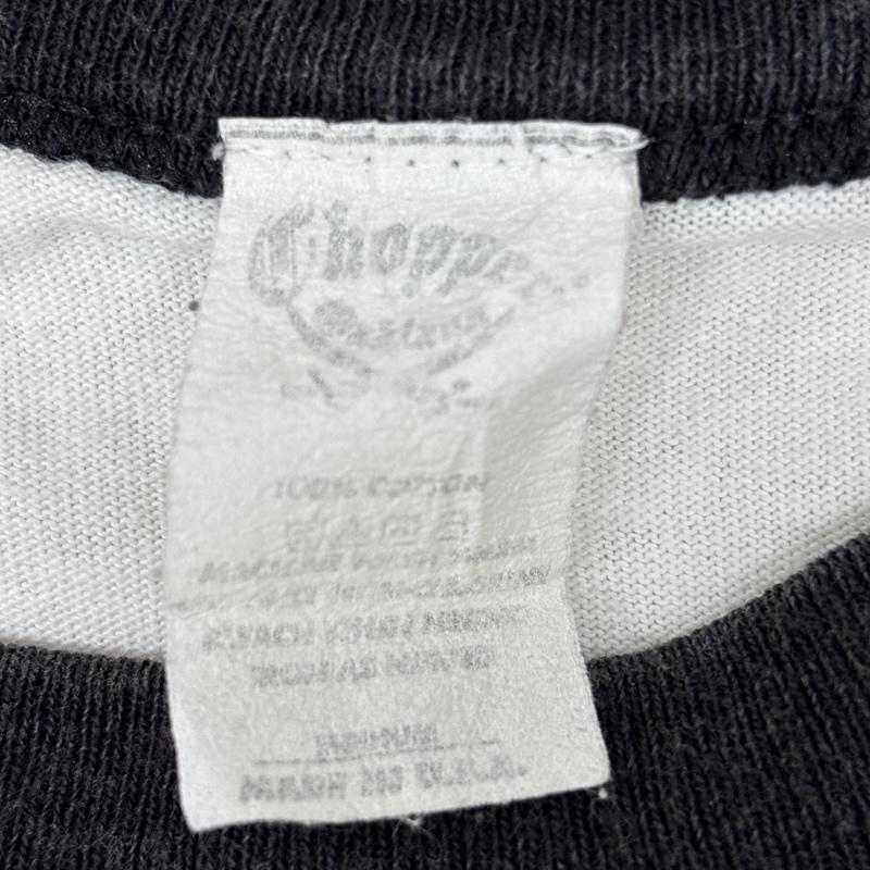 古着 USED Tシャツ 七分袖 Chopper venice USA製 ロゴ プリント ラグラン 七分袖 Tシャツ - 白 / ホワイト / white X 黒 / ブラック / black メンズ USED 古着 中古 50161807