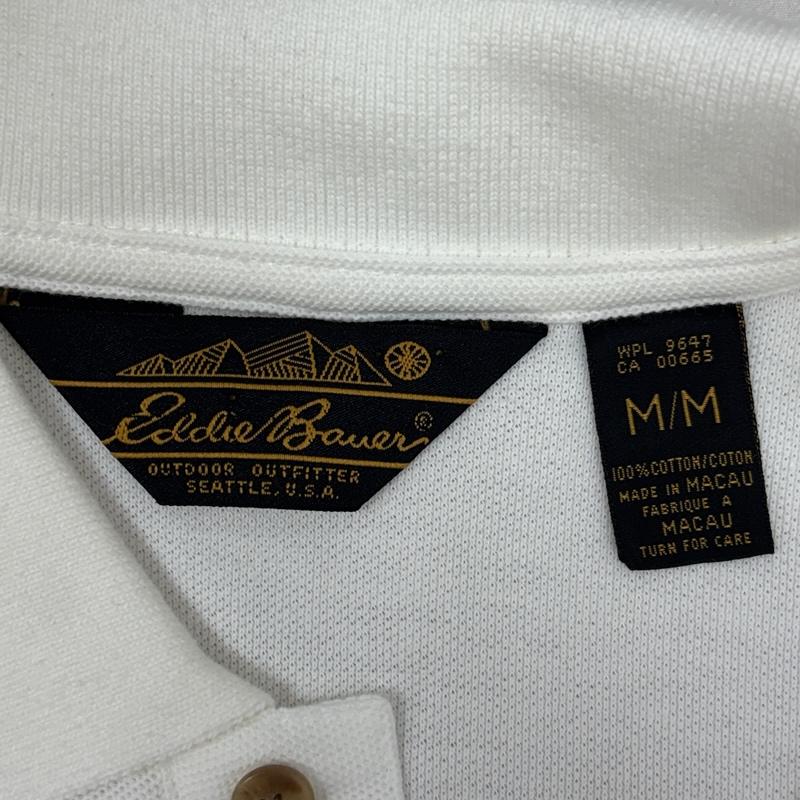 エディーバウアー Eddie Bauer ポロシャツ 半袖 80-90年代 ビンテージ マカウ製 鹿の子 半袖 ポロシャツ 80s 90s VINTAGE M 白 / ホワイト / white メンズ USED 古着 中古 50161843