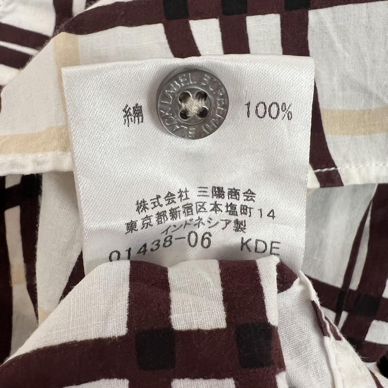 バーバリーブラックレーベル BURBERRY BLACK LABEL シャツ、ブラウス 半袖 曲線チェック柄 半袖シャツ 2 白 / ホワイト / white X 茶 / ブラウン / brown X ベージュ / ベージュ / beige メンズ USED 古着 中古 50161932