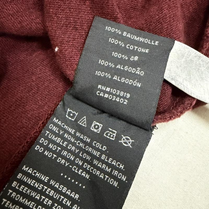 ハーレーダビッドソン Harley-Davidson Tシャツ 半袖 ロゴパッチ イーグルパッチ Tシャツ burgundy L L ロゴ、文字 ボルドー / ボルドー / メンズ USED 古着 中古 50162058