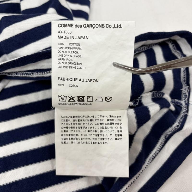 プレイコムデギャルソン PLAY COMME des GARCONS Tシャツ 長袖 PLAY プレイ ハート 長袖 ボーダー Tシャツ ロンT ロゴ プリント ワッペン パッチ スタッズ キラキラ S ボーダー柄 X ロゴ、文字 X 刺繍 紺 / ネイビー / navy X 白 / ホワイト / white X 赤 / レッド / red レディース USED 古着 中古 50162219