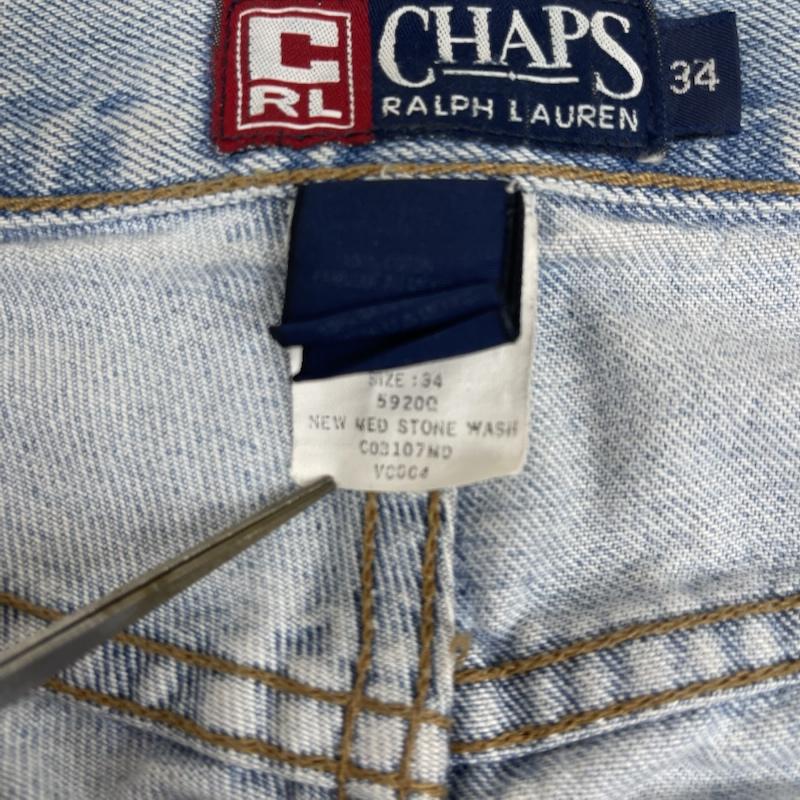 チャップス CHAPS パンツ ショートパンツ ヴィンテージ ロゴ パッチ 刺繍 デニム ショーツ ジョーツ 34インチ インディゴ / インディゴ / Indigo メンズ USED 古着 中古 50162259