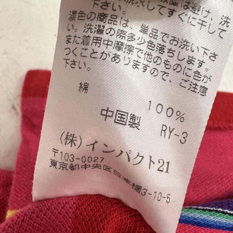 ポロバイラルフローレン Polo by RALPH LAUREN ポロシャツ 半袖 マルチボーダー ポロシャツ カスタムフィット L 赤 / レッド / red X 桃 / ピンク / pink レディース USED 古着 中古 50162857