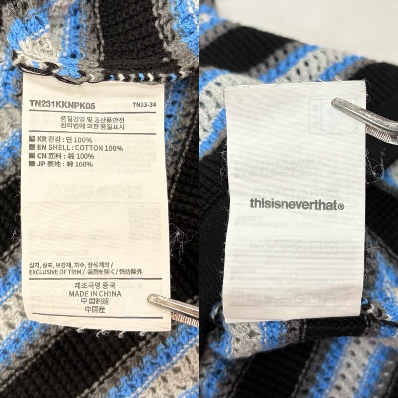 古着 USED ポロシャツ 半袖 thisisneverthat ディスイズネバーザット 半袖 ニット ポロ シャツ ボーダー ロゴ 刺繍 ハーフジップ M ボーダー柄 X ワンポイント X ロゴ、文字 X 刺繍 黒 / ブラック / black X 青 / ブルー / blue X 灰 / グレー / gray メンズ USED 古着 中古 50163333