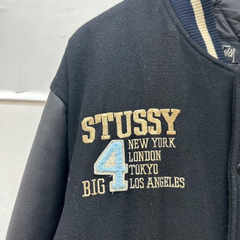 ステューシー STUSSY ジャケット、上着 ジャンパー、ブルゾン 90s BIG4 ロゴ 刺繍 ワッペン スタジャン L 黒 / ブラック / black メンズ USED 古着 中古 50163482