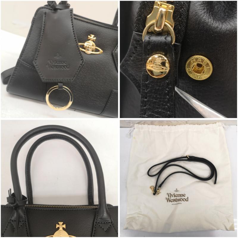 ヴィヴィアンウエストウッド Vivienne Westwood ハンドバッグ ハンドバッグ executive ブラック レザー ゴールド オーブ 2way ハンドバック 黒 / ブラック / black レディース USED 古着 中古 50163691