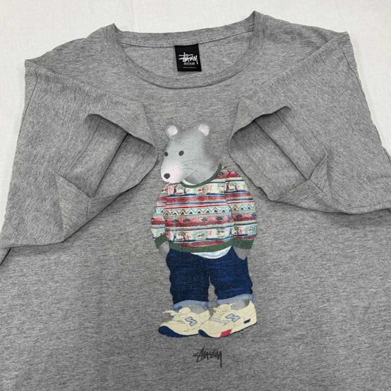 ステューシー STUSSY Tシャツ 半袖 ラット ロゴ グラフィック プリント 半袖 Tシャツ ストリート メキシコ製 M ロゴ、文字 X プリント 灰 / グレー / gray X マルチカラー / マルチカラー / multicolor メンズ USED 古着 中古 50163880