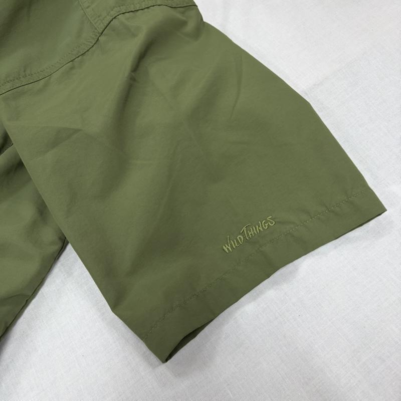 ワイルドシングス WILD THINGS シャツ、ブラウス 半袖 半袖 オープンカラー 開襟 ナイロンシャツ USA フラップポケット ロゴ 刺繍 M 無地 カーキ / カーキ / khaki メンズ USED 古着 中古 50163883