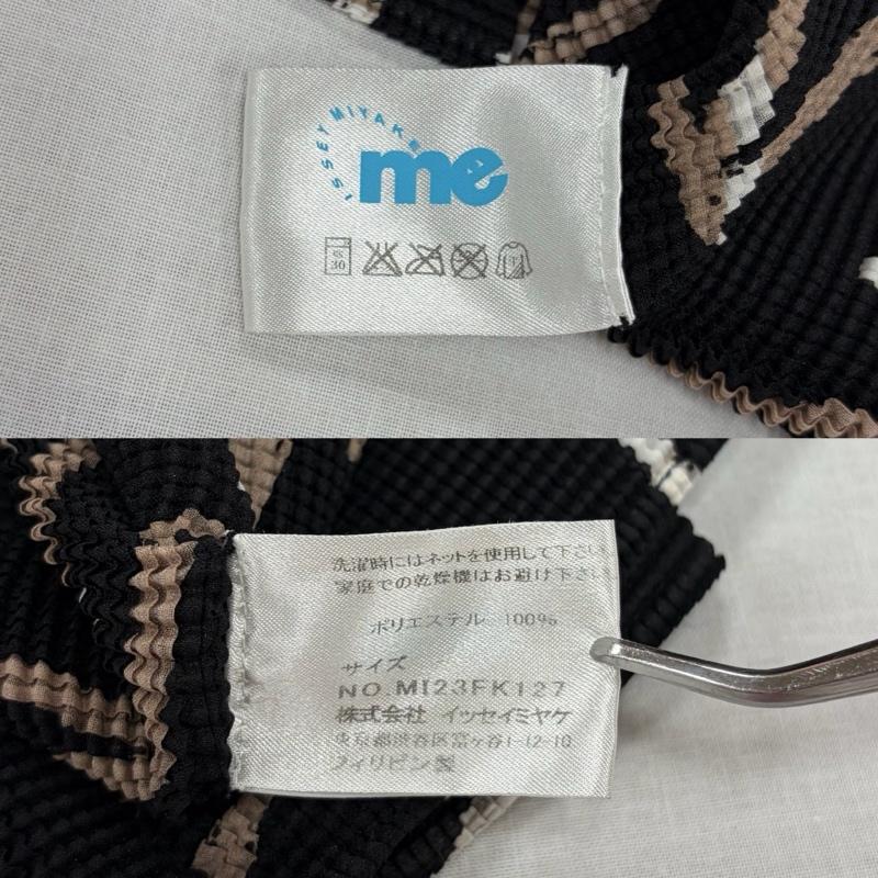 イッセイミヤケ ISSEY MIYAKE タンクトップ タンクトップ me 総柄 幾何学模様 プリーツ ノースリーブ カットソー MI23FK127 - 幾何柄 黒 / ブラック / black X ベージュ / ベージュ / beige X 白 / ホワイト / white レディース USED 古着 中古 50163972