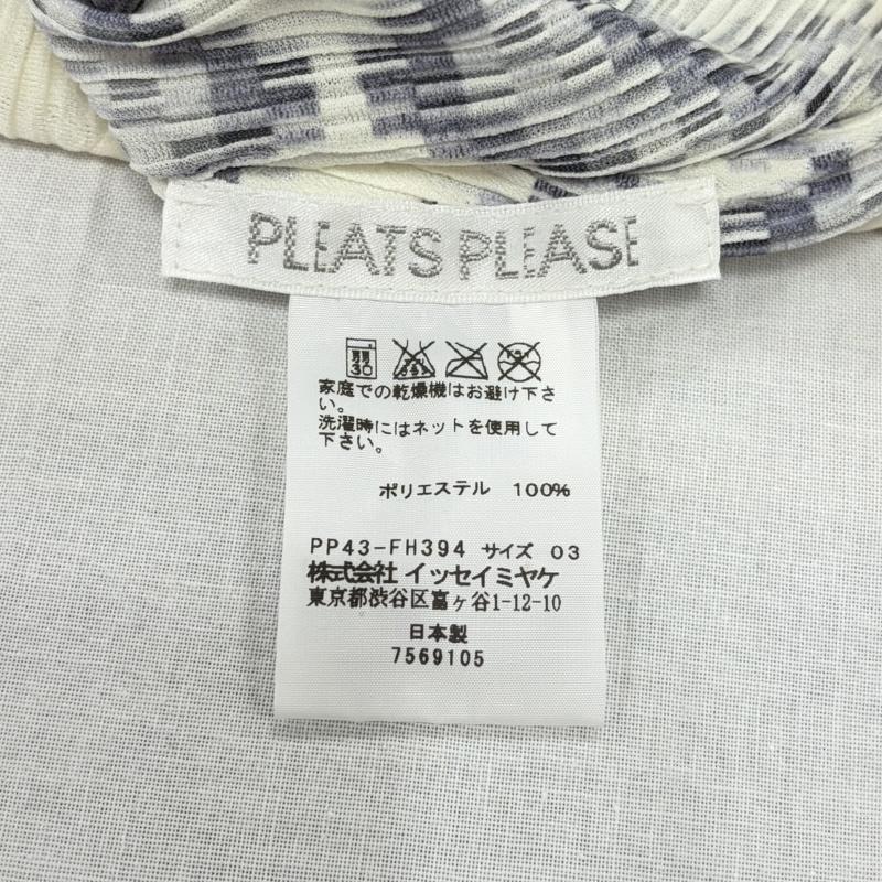 プリーツプリーズ PLEATS PLEASE ワンピース ひざ丈スカート ISSEY MIYAKE イッセイミヤケ 長袖 ハイネック プリーツ プリント ワンピース ノルディック PP43-FH394 3 プリント 白 / ホワイト / white X 灰 / グレー / gray X 黒 / ブラック / black レディース USED 古着 中古 50163995