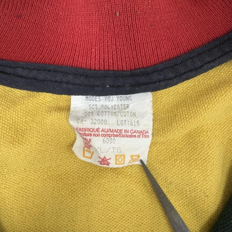 トミーヒルフィガー TOMMY HILFIGER ポロシャツ 半袖 カナダ製 90s バイカラー デザイン ポロシャツ XL 黄 / イエロー / yellow メンズ USED 古着 中古 50164046