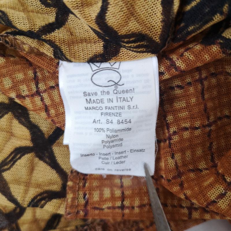 古着 USED カットソー 長袖 SAVE THE QUEEN! イタリア製 Y2K 総柄 パワーネット XL 茶 / ブラウン / brown レディース USED 古着 中古 50164216