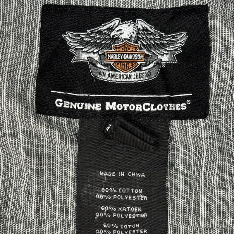 ハーレーダビッドソン Harley-Davidson シャツ、ブラウス 半袖 ロゴ ストライプ ワッペン 半袖 ワーク シャツ XL ストライプ メンズ USED 古着 中古 50164305