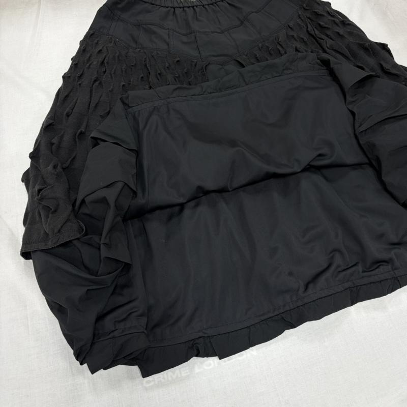 古着 USED スカート ロングスカート EIKO KONDO 立体 フリル Aライン ボリューム ロング レイヤード バルーン 異素材 デザイン スカート FREE 無地 黒 / ブラック / black レディース USED 古着 中古 50164328