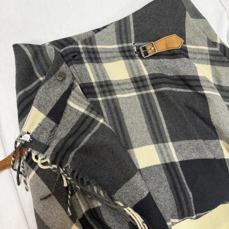 ラルフローレン RALPHLAUREN スカート ロングスカート RALPHLAUREN COUNTRY ストール風巻きスカート フリンジ チェック柄 ブラック×グレー 9 インパクト21製 9号 チェック 黒 / ブラック / black X 灰 / グレー / gray レディース USED 古着 中古 50164414