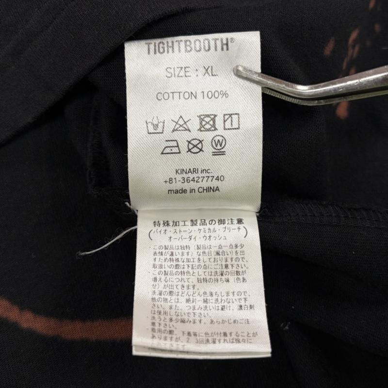タイトブース TIGHTBOOTH Tシャツ 半袖 22ss 半袖 ボックスシルエット プリント ポケット ロゴ Tシャツ ブリーチ オーバーサイズ XL ロゴ、文字 X プリント 黒 / ブラック / black X 茶 / ブラウン / brown メンズ USED 古着 中古 50164448