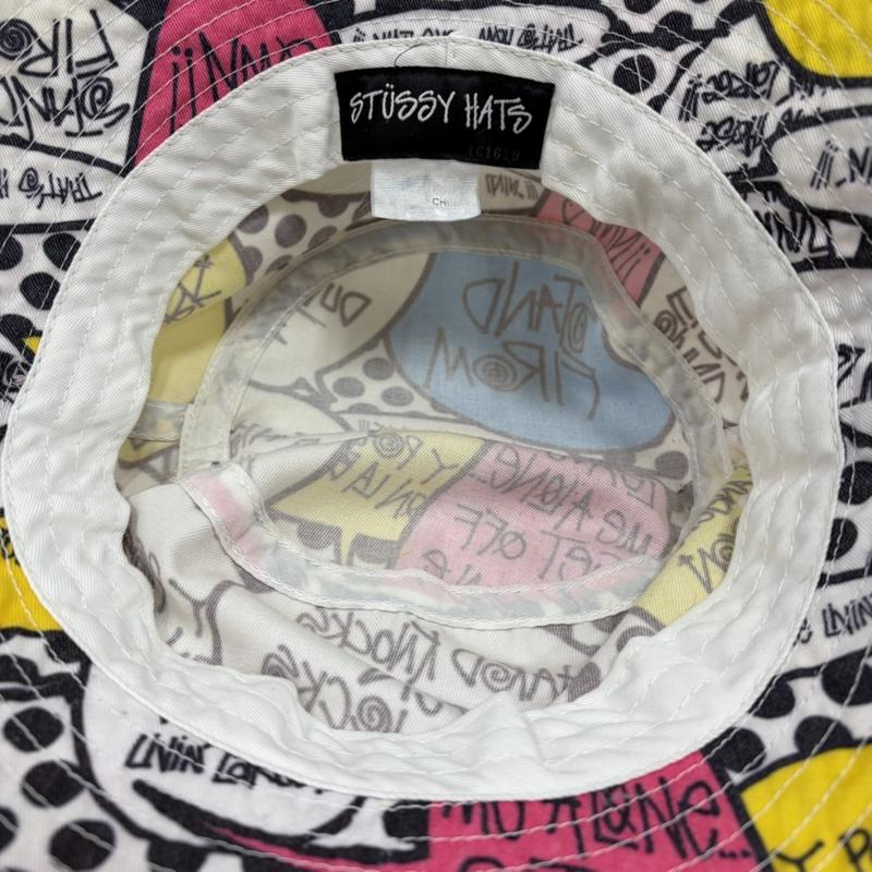ステューシー STUSSY 帽子 ハット アメコミ プリント グラフィック ロゴ バケットハット カラフル - ロゴ、文字 X プリント マルチカラー / マルチカラー / multicolor メンズ USED 古着 中古 50164455