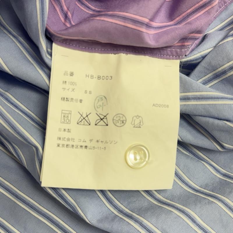 コムデギャルソンオム COMME des GARCONS HOMME シャツ、ブラウス 長袖 クレイジーパターン 切り替え ストライプ タータンチェック 長袖シャツ 2008AW XS 水色 / ライトブルー / メンズ USED 古着 中古 50164635