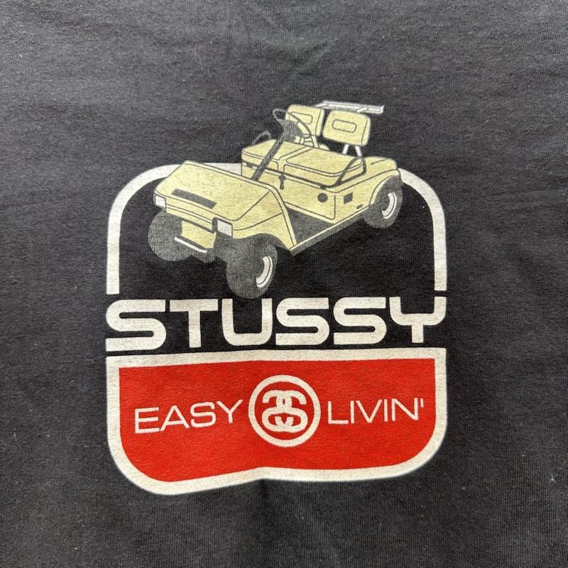 ステューシー STUSSY Tシャツ 半袖 90s USA製 紺タグ EASY LIVIN ゴルフカート プリント Tシャツ M 黒 / ブラック / black メンズ USED 古着 中古 50164813