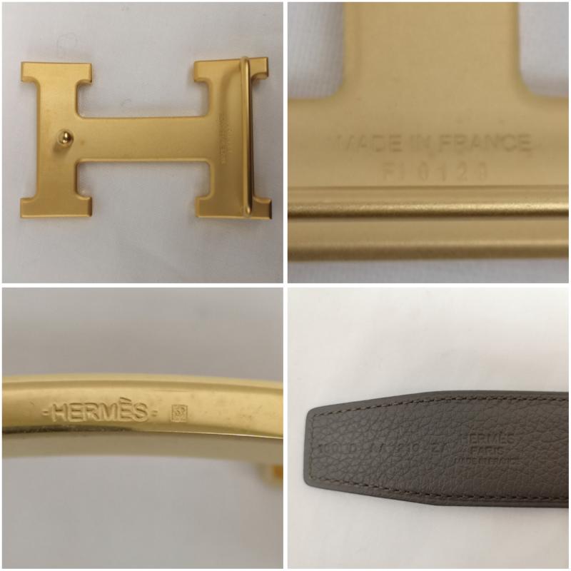 エルメス HERMES ベルト・バックル ベルト コンスタンス H リバーシブル ベルト エプソン シェーブル ゴールド金具 100 D刻印 - 黒 / ブラック / black X 灰 / グレー / gray メンズ USED 古着 中古 50164823
