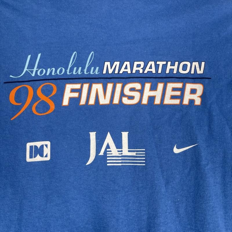 ナイキ NIKE Tシャツ 半袖 90s 銀タグ ヴィンテージ プリント Tシャツ カットソー HONOLULU ホノルルマラソン L 青 / ブルー / blue メンズ USED 古着 中古 50164905