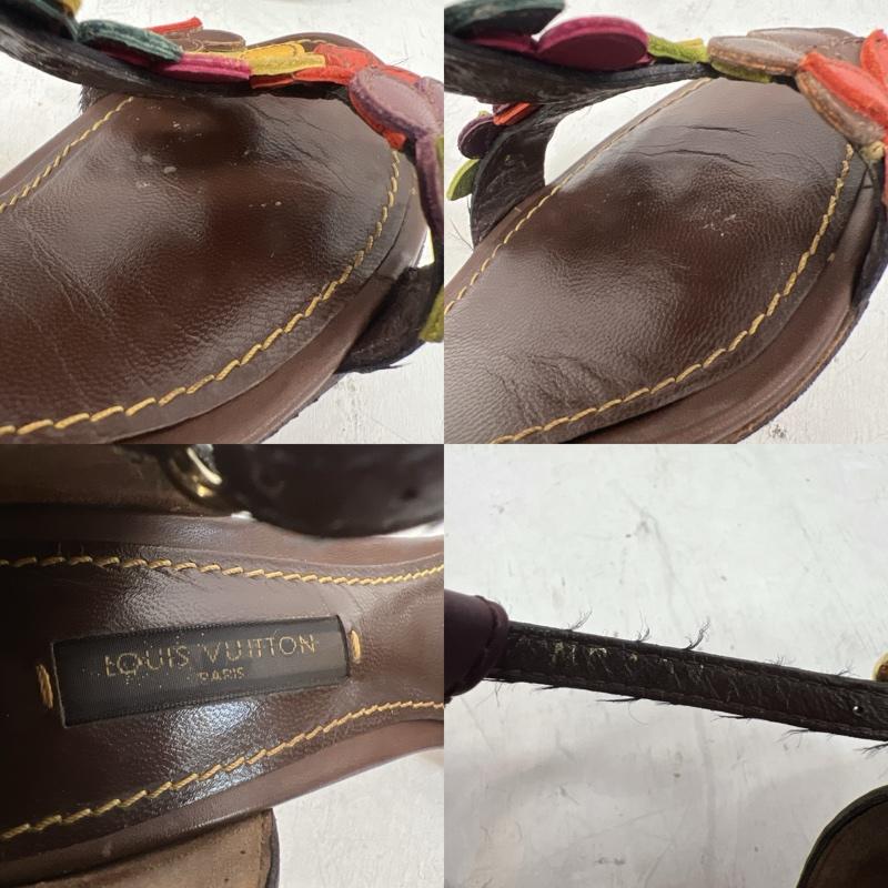 ルイヴィトン LOUIS VUITTON サンダル サンダル フラワー レザー ストラップ サンダル 34 1/2 - 茶 / ブラウン / brown レディース USED 古着 中古 50165044