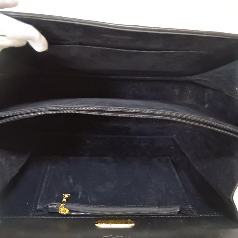 レザー レザー ショルダーバッグ ショルダーバッグ LONGEVITE クロコダイル ブラック ハンドバック 2WAY - 無地 黒 / ブラック / black X 金 / ゴールド / gold color レディース USED 古着 中古 50165260
