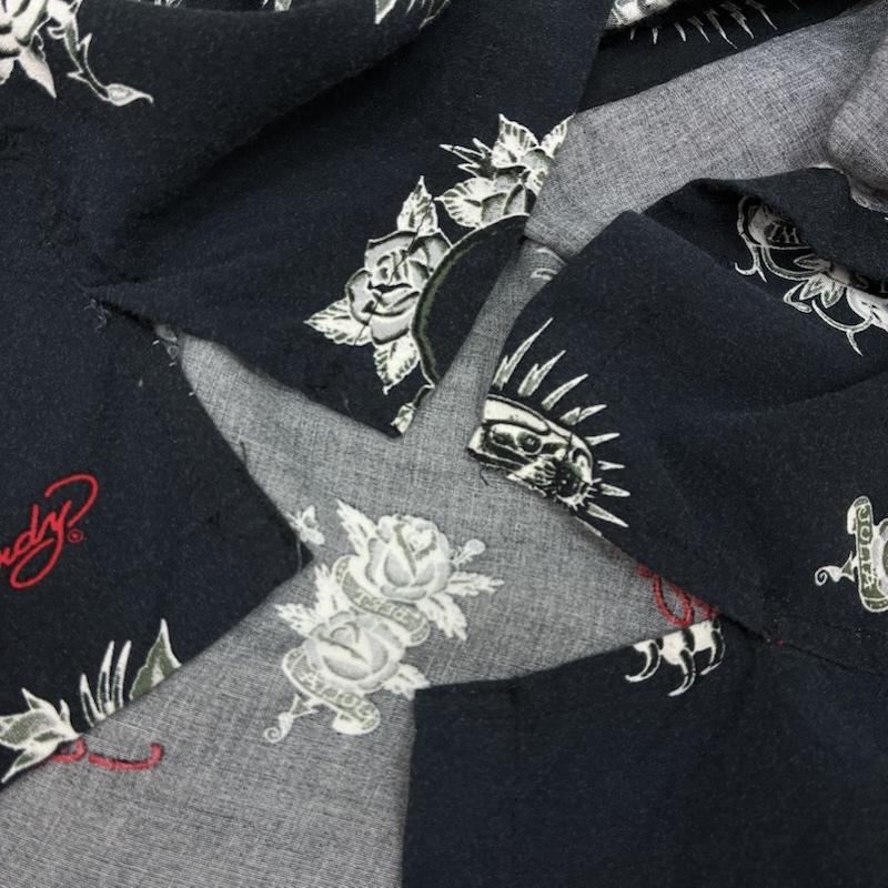 エドハーディー Ed Hardy シャツ、ブラウス 半袖 スカル ローズ ハート パンサー レーヨン オープンカラー アロハシャツ M メンズ USED 古着 中古 50165500