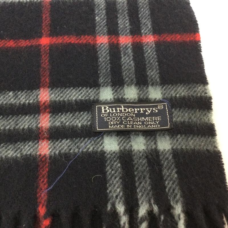 バーバリーズ BURBERRYS マフラー マフラー カシミア100% ノバチェック マフラー イングランド製 - チェック 灰 / グレー / gray X 黒 / ブラック / black X 赤 / レッド / red X 白 / ホワイト / white メンズ USED 古着 中古 50165575
