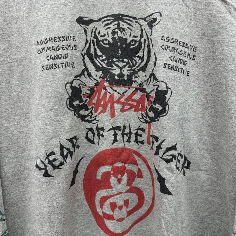 ステューシー STUSSY Tシャツ 長袖 00s YEAR OF THE TIGER 虎 袖 プリント ロンT M 灰 / グレー / gray メンズ USED 古着 中古 50165630