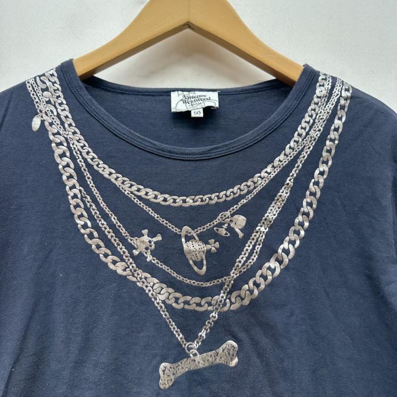 ヴィヴィアンウエストウッドマン Vivienne Westwood MAN Tシャツ 半袖 ネックレス プリント Tシャツ VW-24-77068 50 紺 / ネイビー / navy メンズ USED 古着 中古 50165640