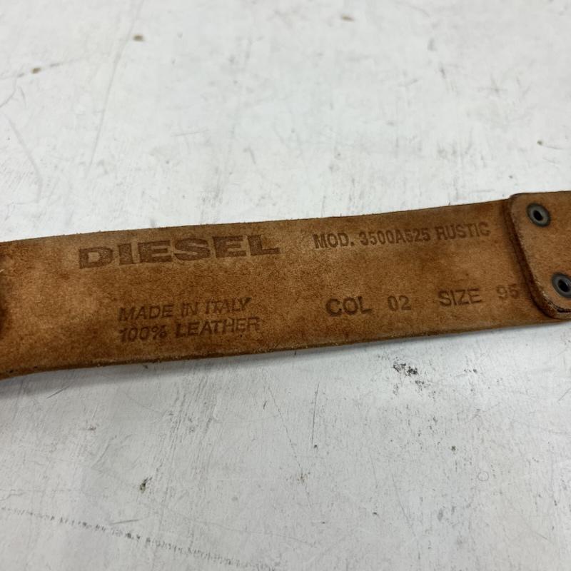ディーゼル DIESEL ベルト・バックル ベルト メタルロゴ レザーベルト y2k 00s サイズ95 - 茶 / ブラウン / brown メンズ USED 古着 中古 50165687