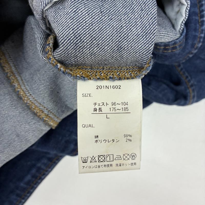 ノートン Norton ジャケット、上着 ジャンパー、ブルゾン エンボスロゴ 刺繍 ウォッシュド ストレッチ デニムジャケット ダブルジップ スタンドカラー L メンズ USED 古着 中古 50165750