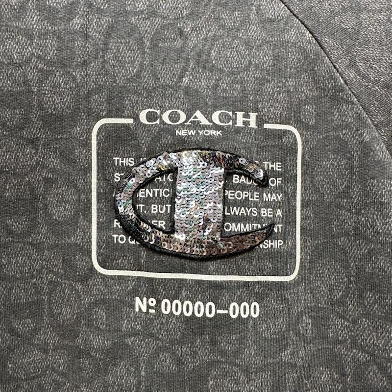 コーチ COACH Tシャツ 半袖 champion スパンコール ロゴ シグネチャー 総柄 Tシャツ XS ダークグレー / ダークグレー / メンズ USED 古着 中古 50165924