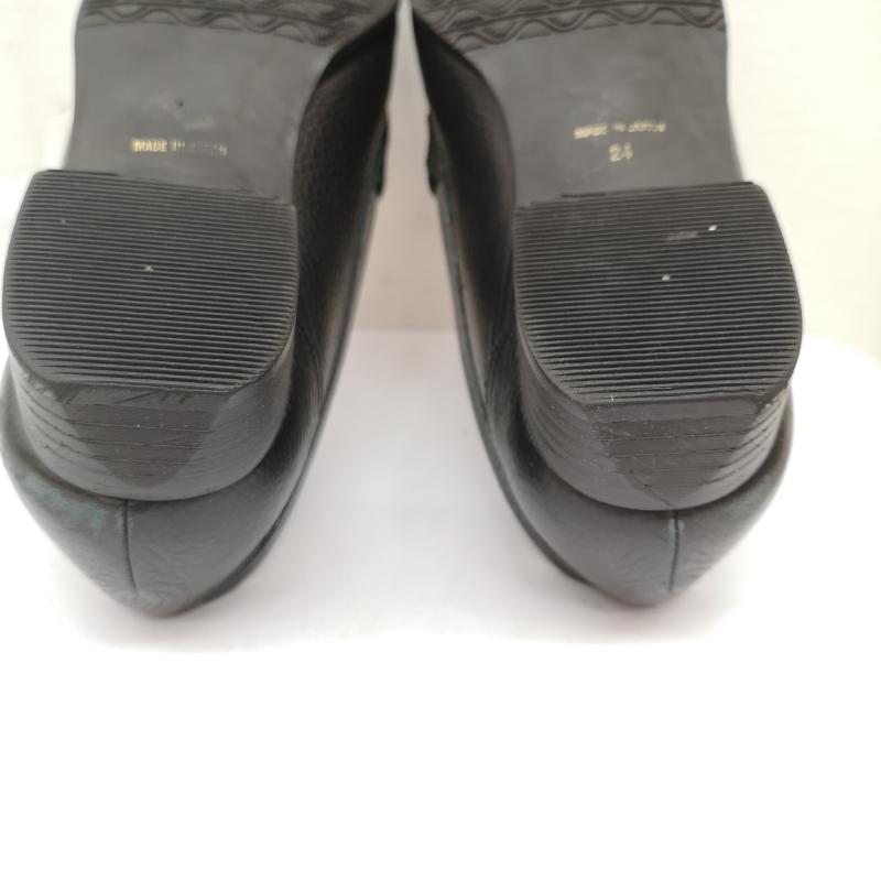 ミハマ MIHAMA ローファー ローファー レザー ローファー パンプス シボ加工 ロゴ金具 24.0cm 黒 / ブラック / black レディース USED 古着 中古 50166070