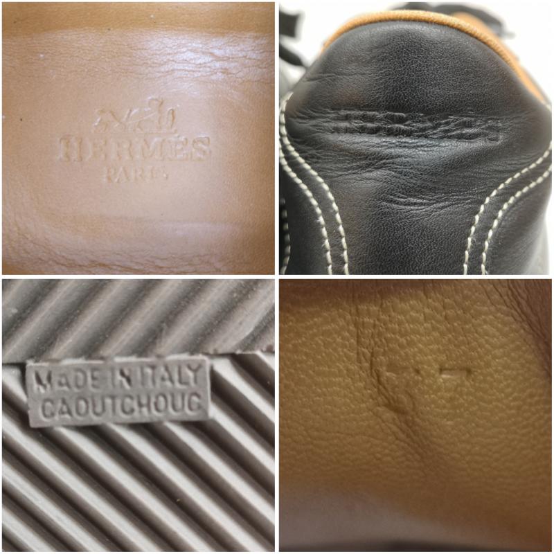 エルメス HERMES スニーカー スニーカー クイック Hロゴ レザー スニーカー 厚底 37 24.0cm 黒 / ブラック / black レディース USED 古着 中古 50166131