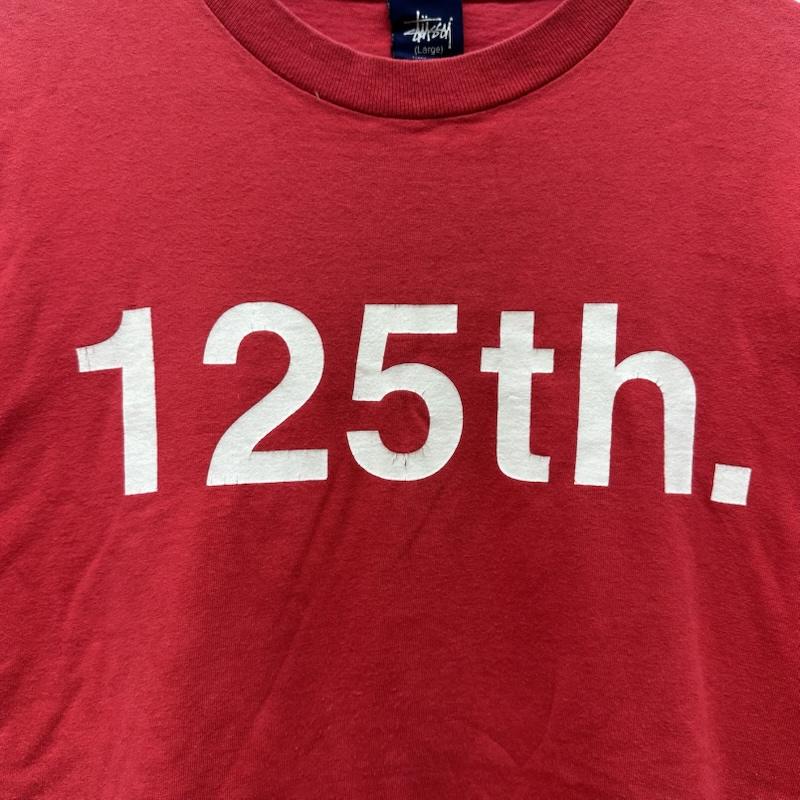ステューシー STUSSY Tシャツ 半袖 90s USA製 紺タグ 125th プリント Tシャツ L 赤 / レッド / red メンズ USED 古着 中古 50166161