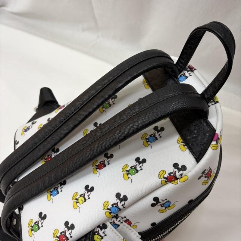 ディズニー Disney リュックサック、デイパック リュックサック、デイバッグ LOUNGEFLY ラウンジフライ ミッキー ミニリュック - キャラクター X 総柄 白 / ホワイト / white X 黒 / ブラック / black レディース USED 古着 中古 50166231