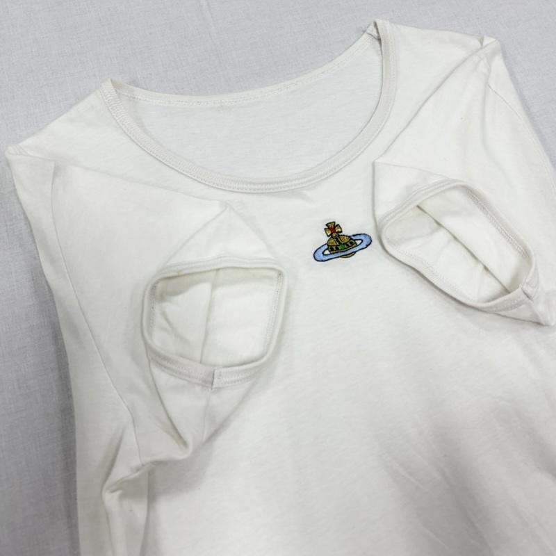 ヴィヴィアンウエストウッド Vivienne Westwood Tシャツ 半袖 半袖 ORB オーブ 刺繍 クルーネック Tシャツ - ワンポイント X ロゴ、文字 X 刺繍 白 / ホワイト / white レディース USED 古着 中古 50166236