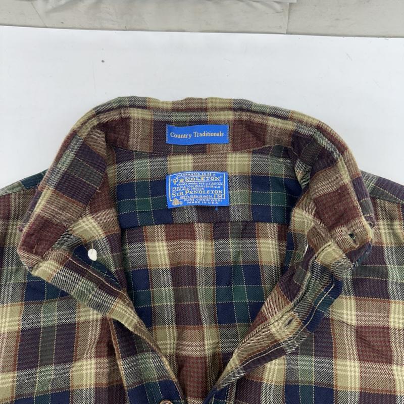ペンドルトン PENDLETON シャツ、ブラウス 長袖 70s USA製 ウール チェック シャツ M 茶 / ブラウン / brown メンズ USED 古着 中古 50166395