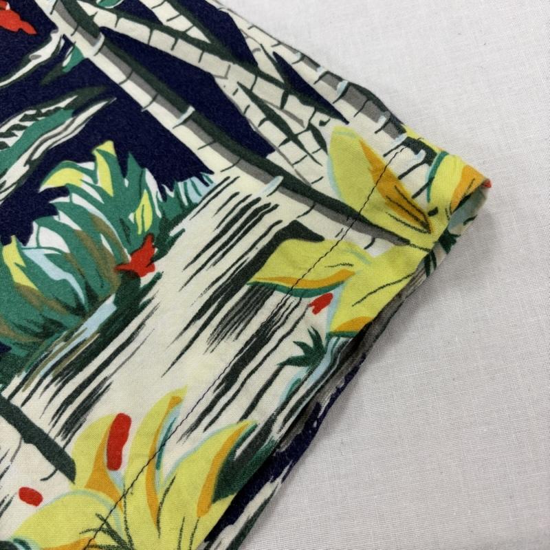 ヴィンテージ VINTAGE シャツ、ブラウス 半袖 80s ヴィンテージ 半袖 アロハシャツ かりゆしウェア hawaiian シングルステッチ ヤシの木 トロピカル プリント - 総柄 X プリント 紺 / ネイビー / navy X マルチカラー / マルチカラー / multicolor メンズ USED 古着 中古 50166408