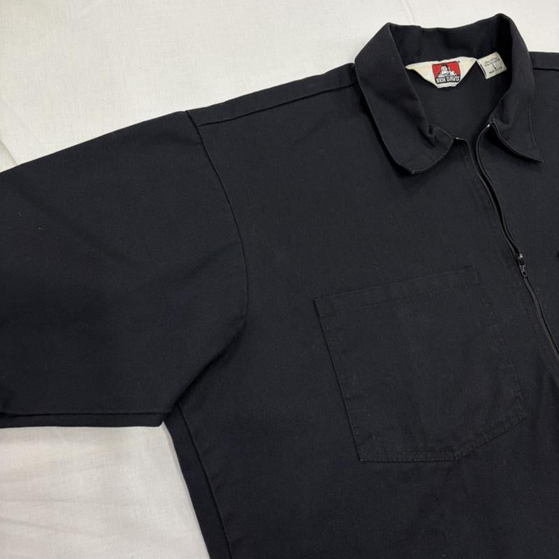 ベンデイビス BEN DAVIS シャツ、ブラウス 半袖 半袖 ハーフジップ ワークシャツ USA製 ロゴ パッチ L ワンポイント X ロゴ、文字 黒 / ブラック / black メンズ USED 古着 中古 50166520